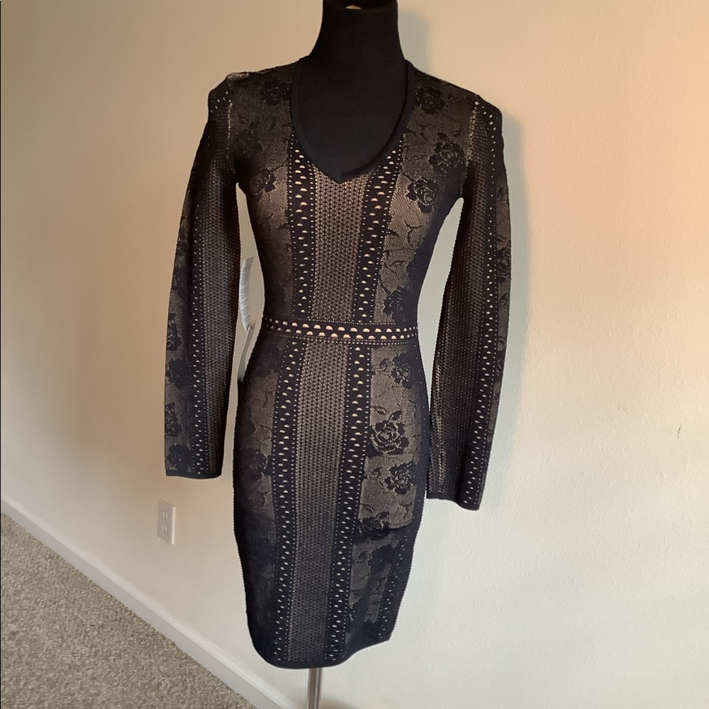 Bebe - Lace, Jacquard sweater dress